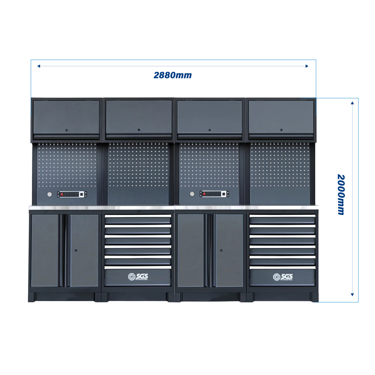 SGS Pro Heavy Duty Garage Storage System | Dual Powerstrip Cabinets